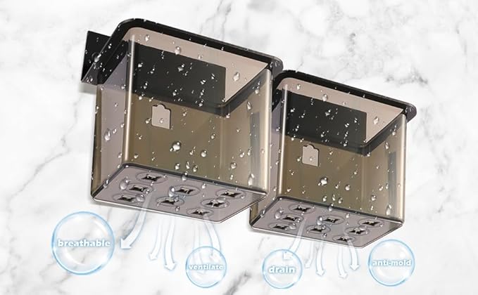 Toothbrush Holder Toothpaste Holder with Wall Mount for Family, Metal Frame & Plastic Black Bathroom Organizer Set with Adhere Tape for Bathroom Toothbrush Toothpaste Floss Razor -one Pack