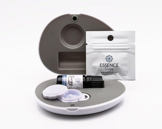 Essence Pearl Travel Case - Wearable Aromatherapy Kit with Nasal Diffuser Rings, Soaking Bay, and 5mL Essential Oil – Portable Wellness Gift Set for On?The?Go Self Care