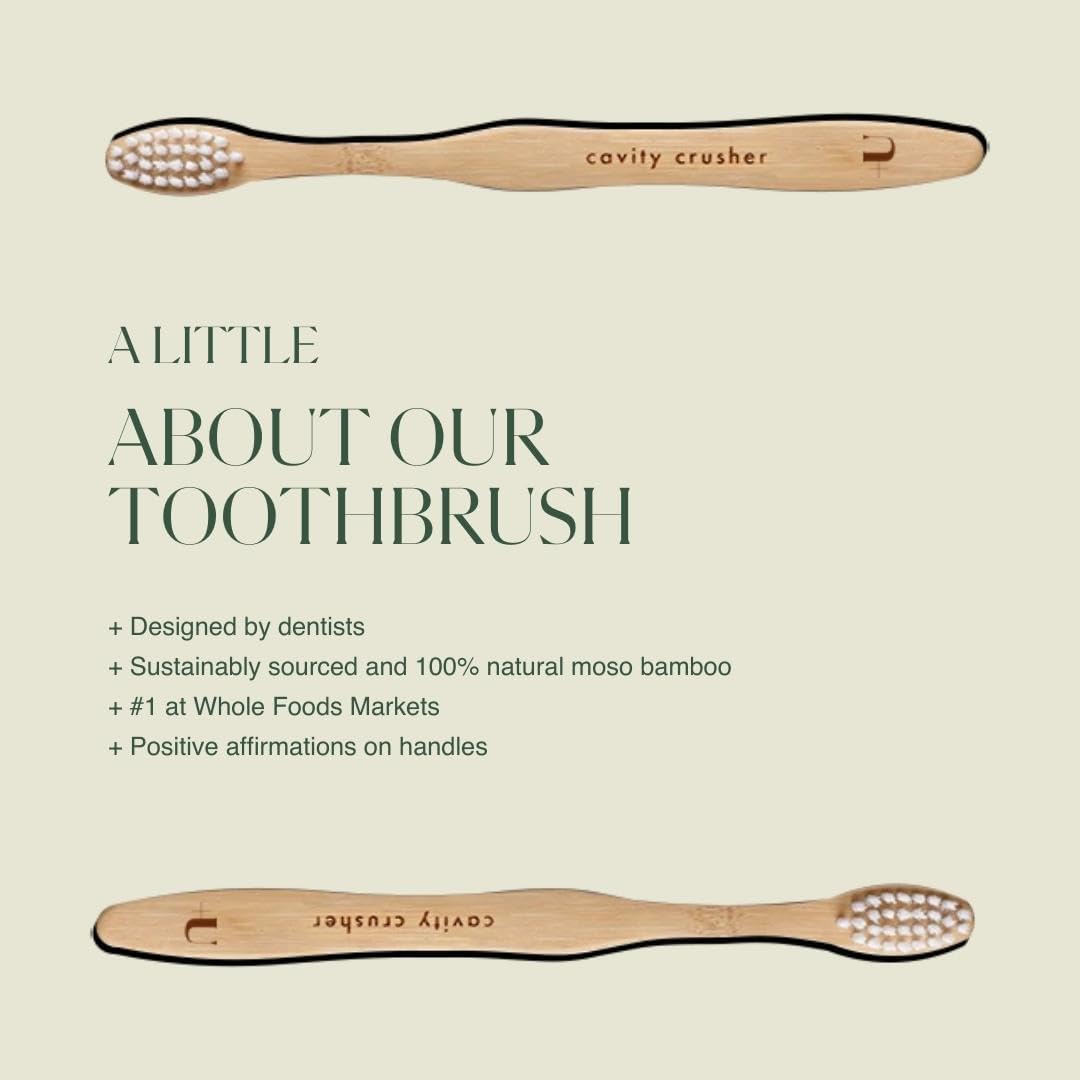 Kids Biodegradable and Eco-Friendly Bamboo Toothbrush 12-Pack - BPA Free Soft Bristle - Dentist-Approved and All-Natural with "Brush Smile Repeat" Etched on Handles by Plus Ultra