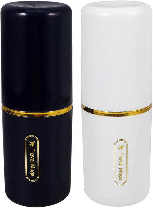 Travel Toothbrush Box - 2Pcs Portable Toothbrush Holder with 2 Slots for Toothbrushes and Cups Ideal for Travel Camping and Home Use