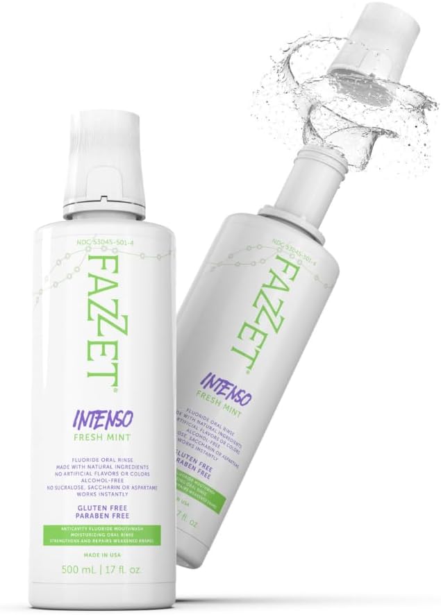 Intenso Fluoride Oral Rinse – Soothe Tonsils, Combat Bad Breath – Alcohol, Gluten, and Paraben Free Mouthwash – Fresh Mint Flavor