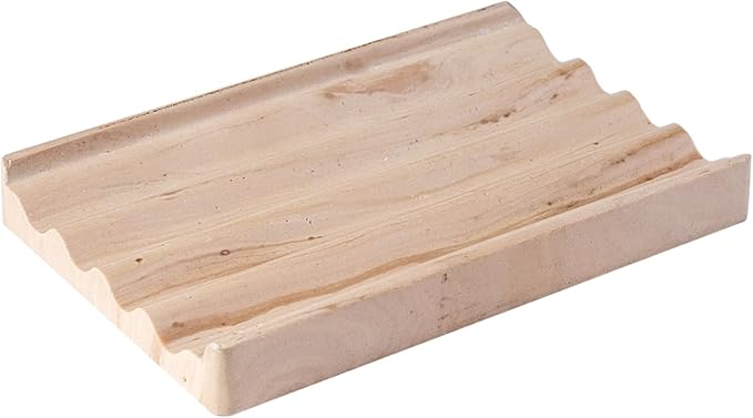 Soap Holder, Marble Soap Dish for Shower, Bar Soaps Holder with Water Ripple Design, Easy Cleaning Soaps Saver for Kitchen Sink，Bathroom, Executive Indian Natural Stone Soap Tray(Phalodi)
