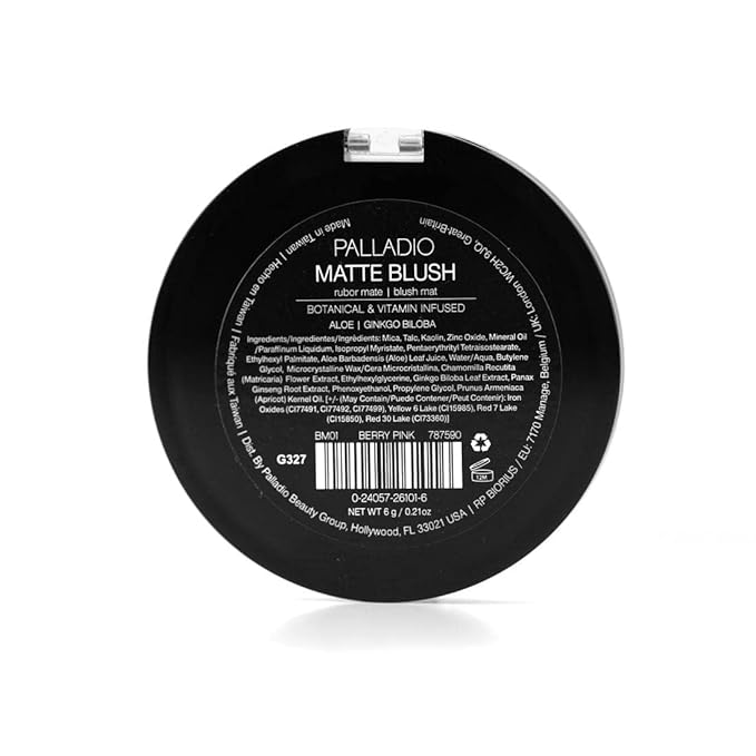 Palladio Matte Blush, Brushes onto Cheeks Smoothly, Soft Matte Look and Even Finish, Flawless Velvety Coverage, Effortless Blending Makeup, Flatters the Face, Convenient Compact, Bayberry
