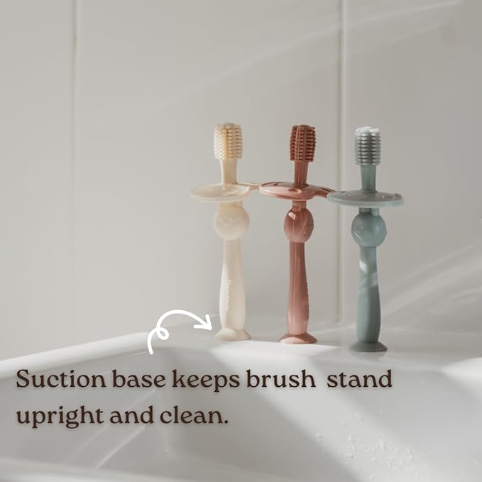 haakaa 360° Silicone Baby Toothbrush for Infants & Toddlers 6 Months+ | BPA-Free First Toothbrush with Soft Bristles & Safety Shield | Gentle Oral Care for Babies | Easy-Grip, Food-Grade Silicone