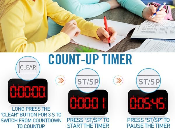 KMMKGGKitchen Timer（1.5" Number） Large Digital Magnetic Timer, Rechargeabilit, Countdown and Countup, 3 Brightness Display, 3 Volume Levels and Vibration Mode, for Cook, Adults Study Teaching(RED)