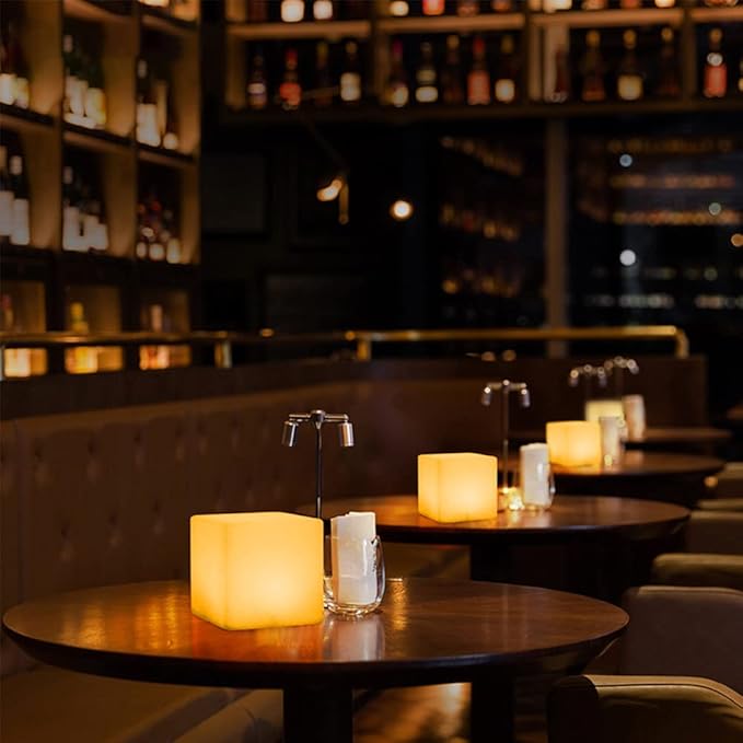 4-In LED Cube Night Light, Cordless LED Light Cubes for Kids, RGB Color Changing Tesseract Cosmic Cube Mood Lamp w/Remote, Rechargeable Square Bedside Lamp Nursery Light for Bedroom Garden Party Decor