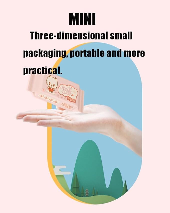 Impossibly Compact Travel Cleaning Wipes - Skin-Friendly Wet Wipes, Hypoallergenic & Unscented for Adults, Kids & Baby Care - 24 Pack Total 192 Wipes