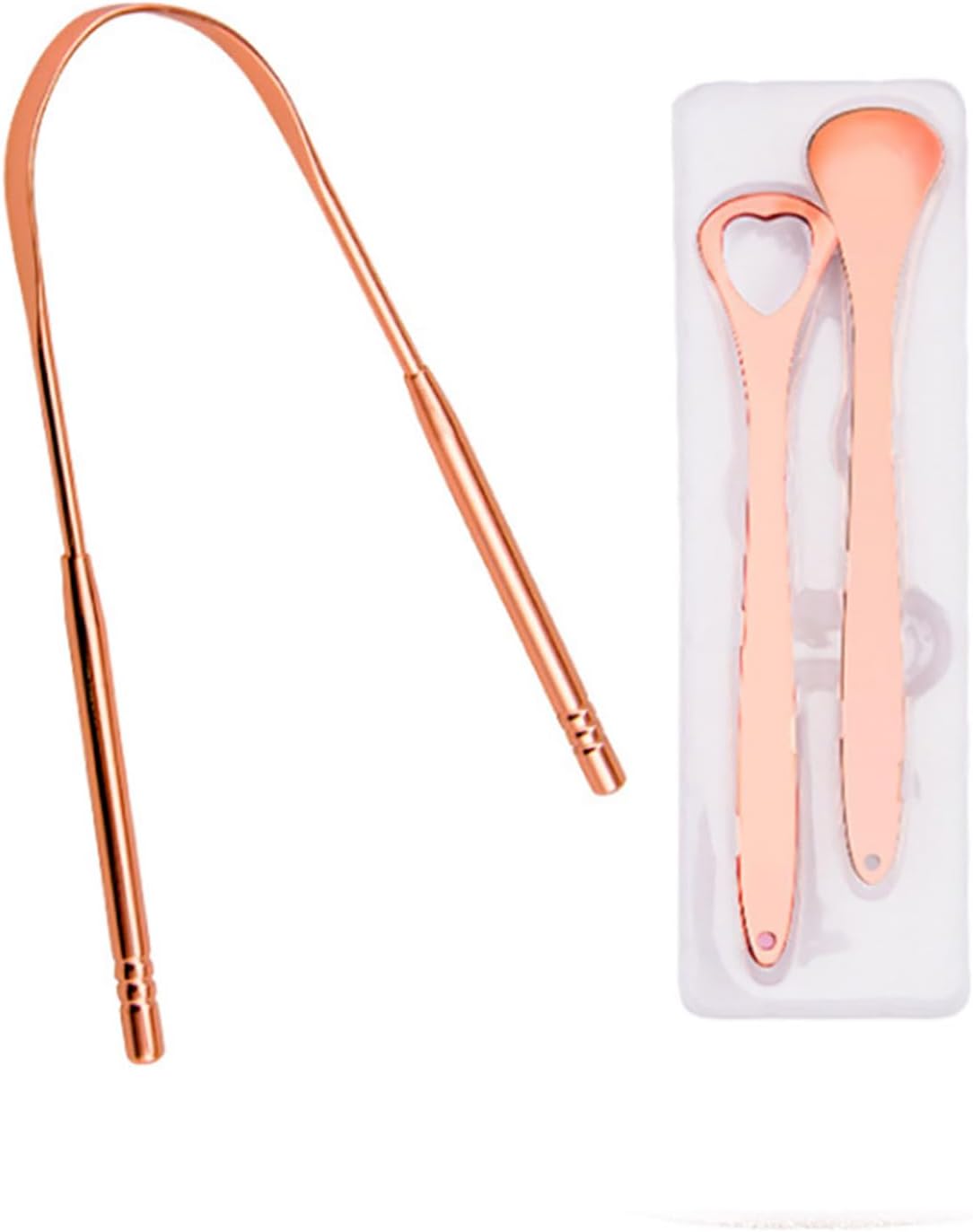 3 Packs Tongue Scraper Kit Stainless Steel Tongue Cleaner Tongue Brush for Reduce Bad Breath and Fresh Breath (Rose Gold)