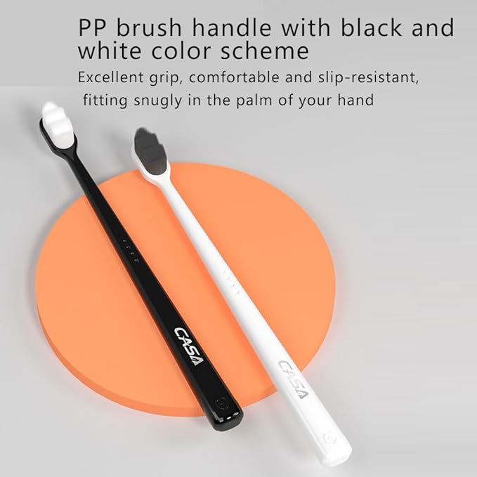 Extra Soft Toothbrush for Sensitive Gums and Teeth. Micro Nano Toothbrushes with 20,000 Ultra Soft Bamboo Charcoal Bristles. Excellent Cleaning Effect (2 Pack) (Black Wave Bristle)