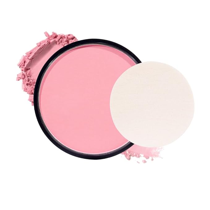 Natural Single Matte for Face Cheeks Blush with Makeup Powder Puff, Nude Pink Monochrome Blush Cream Powder Makeup Palette Blushes Long-lasting Color Blendable Foundation for Women Every Day 05