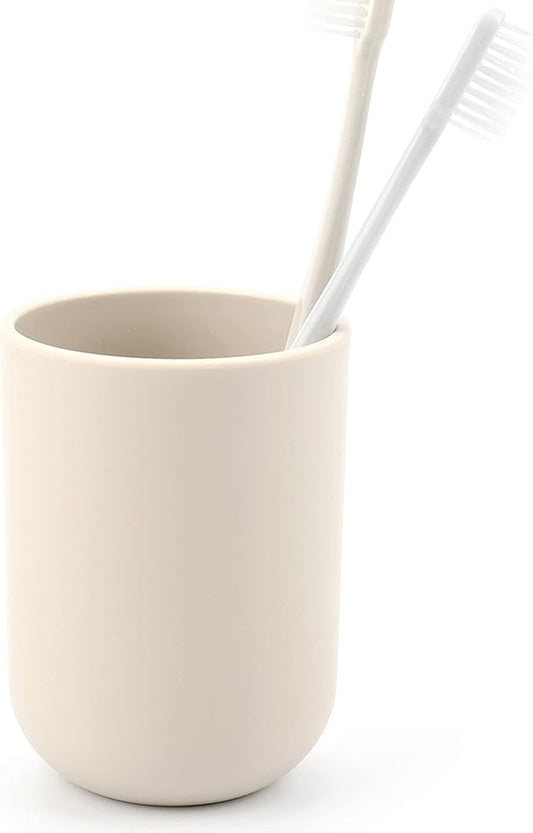 Toothbrush-Holder-Cup,Bathroom-Cup,Tooth-Brushing-Tumbler-Drinking-Teeth-Cup,Toothpaste-Countertop-Organizer,Rinse-Cup,Plastic 350ml (Beige)