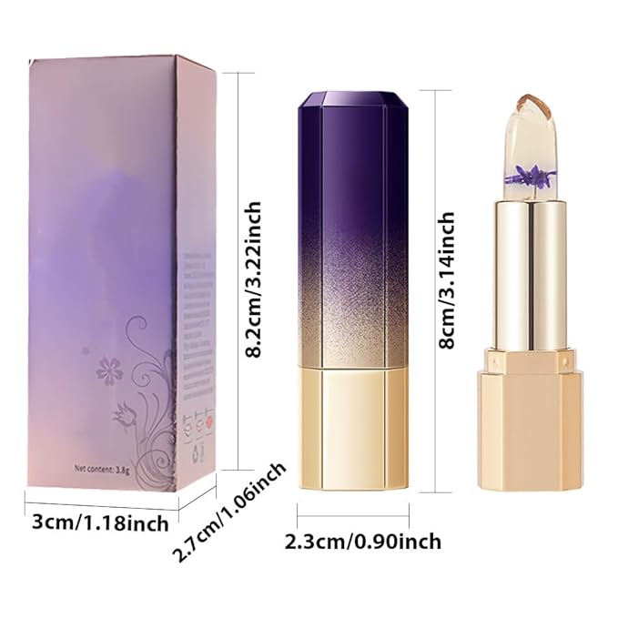 BINGBRUSH PH Color Changing Lipstick – Jelly Flower Lip Balm, Temperature-Activated Moisturizing Lip Tint, Long-Lasting Crystal Clear Lipstick for Women, Natural Glow & Hydration (02# Blue Fairy)