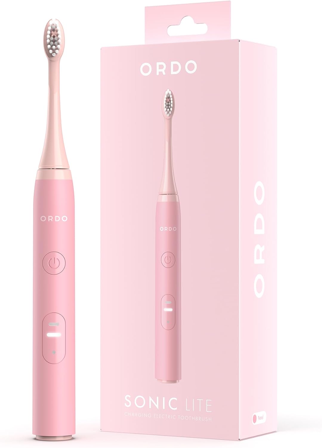 ORDO Lite Sonic Toothbrush, Electric Toothbrushes with 35,000 Pulses Per Min, Dual Modes, Over 5 Weeks Battery, Smart Timer, Waterproof, USB C, Petal