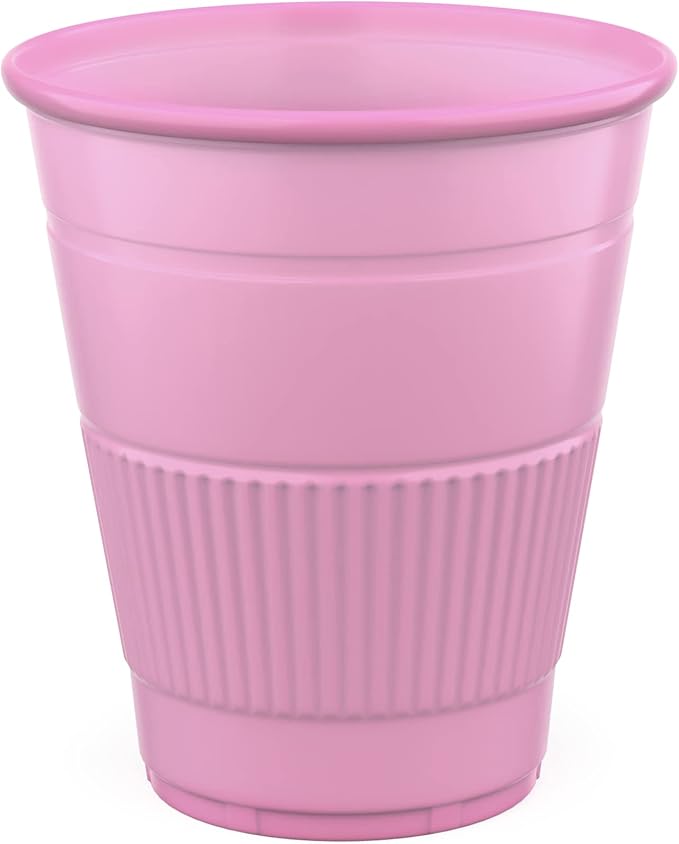 Disposable Cups | 50 Pack | 5 oz Plastic Cups, Small Bathroom Cups Perfect as Medicine, Water, Rinsing, Mouthwash Cups, Party Cups, Dental Cups, Multicolor Cups for Kids | Pink Cups