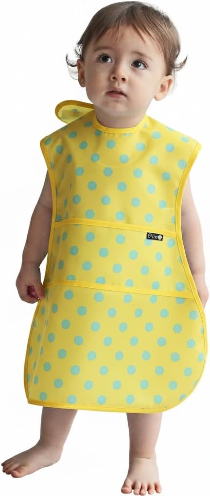Full Coverage Waterproof Feeding Bib for Toddlers – Extra Long Apron Bib for Mealtime, Self-Feeding, High Chairn