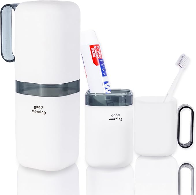 Toothbrush Travel Case,Toothbrush Holder and Rinse Cup with Handle Travel Toothbrush Cup,Multifunctional Toothbrush Covers,Large Capacit Travel Toothbrush Holder with Mouthwash Cup (Blue)