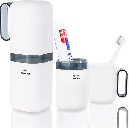 Toothbrush Travel Case,Toothbrush Holder and Rinse Cup with Handle Travel Toothbrush Cup,Multifunctional Toothbrush Covers,Large Capacit Travel Toothbrush Holder with Mouthwash Cup (Blue)