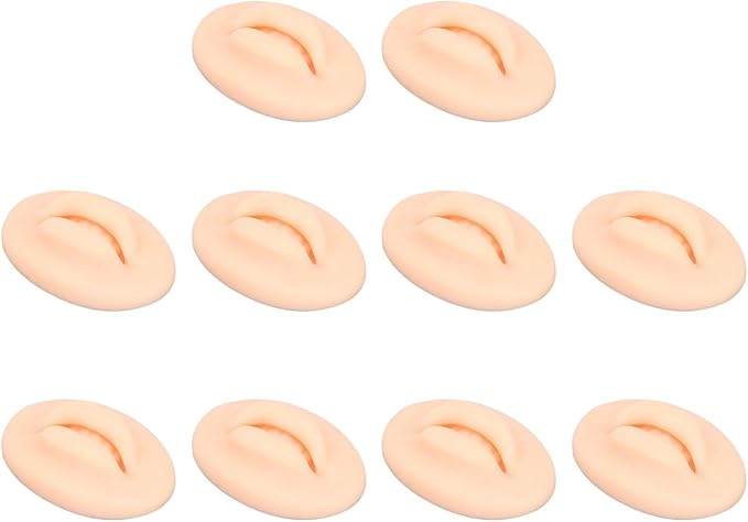 Diydeg 10pcs Practice Lips, Silicone Model Soft and Elastic Silicone Lips Fake Lips with Teeth Shape, Compact Size for Permanent Makeup Training (Light)