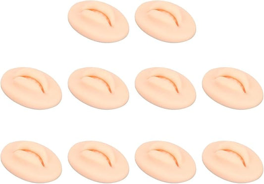 Diydeg 10pcs Practice Lips, Silicone Model Soft and Elastic Silicone Lips Fake Lips with Teeth Shape, Compact Size for Permanent Makeup Training (Light)