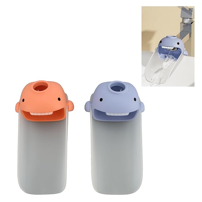 2Pcs Faucet Extender for Hand Washing, Cute Cartoon S Sink Faucet Extender, Toddlers Bathroom Access with Wide, Sile and PP l for Boys and Girls