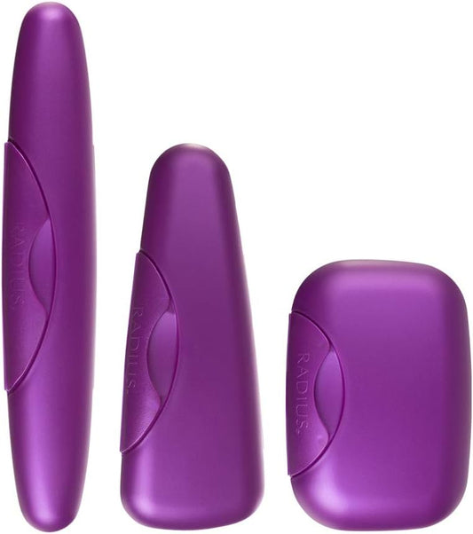 RADIUS Toothbrush Portable Travel Case Kit Standard Toothbrush Soap Razor Case Storage Box for Travel BPA Free 3 Count - Amethyst Purple