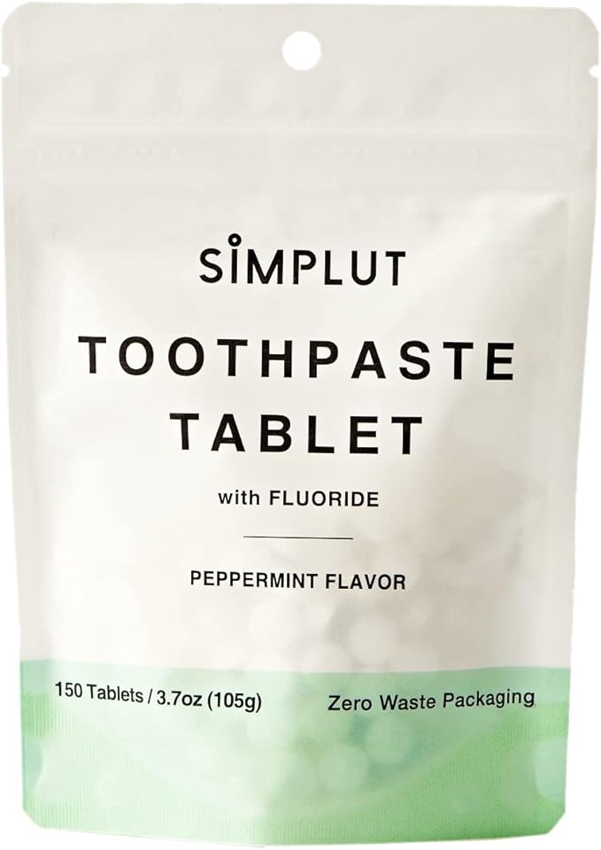 Chewable Toothpaste Tablets with Fluoride, 150 Pack - Travel Sized Oral Care, Eco Friendly Vegan Dental Tabs for Brushing - All Natural, SLS Free Ingredients for Adults - Peppermint Flavored