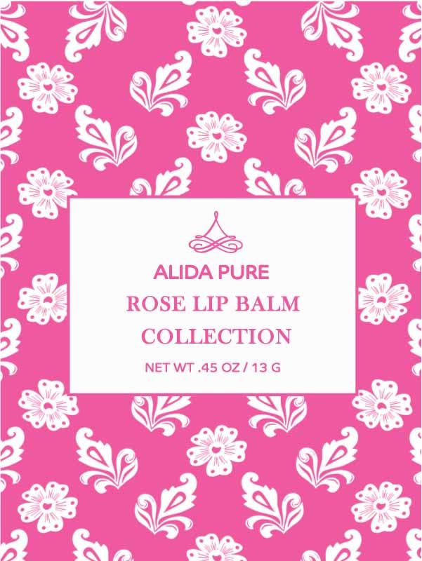 Rose Lip Balm Collection, Vegan Set, Beeswax Free, with Organic Jojoba and Avocado Oil, Vitamin E, Natural Moisturizer for Dry, Chapped Lips, 3 Tube Set