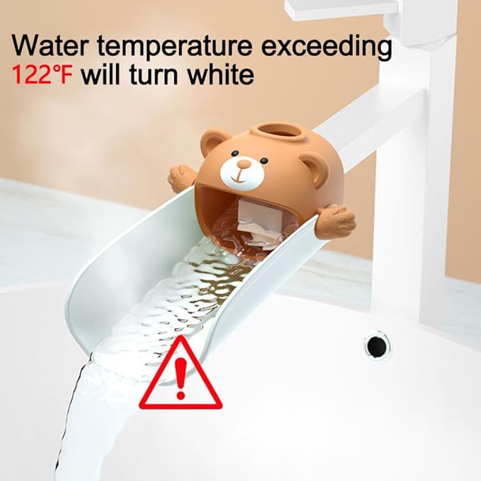 DLUCKY Faucet Extender for Sink Easy Use Sink Faucet Extenders with Temperature Sensitive for Toddlers, Kids Hand Washing Faucet Extension for Bathroom Sink, Kitchen, Brown*2