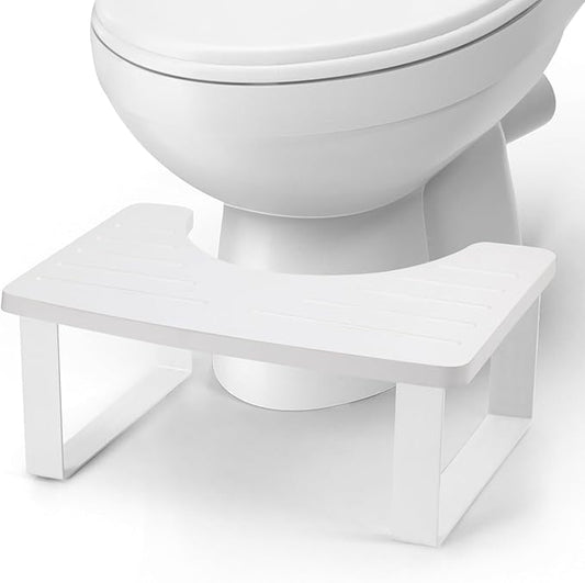 Bamboo Toilet Stool,Potty for Pooping,Portable Squatting Pan with Dual Anti Slip Design,Bathroom Stools,Poop Stool for Bathroom,Toilet Step,Toilet Stools for Pooping,Bamboo Articles(White)