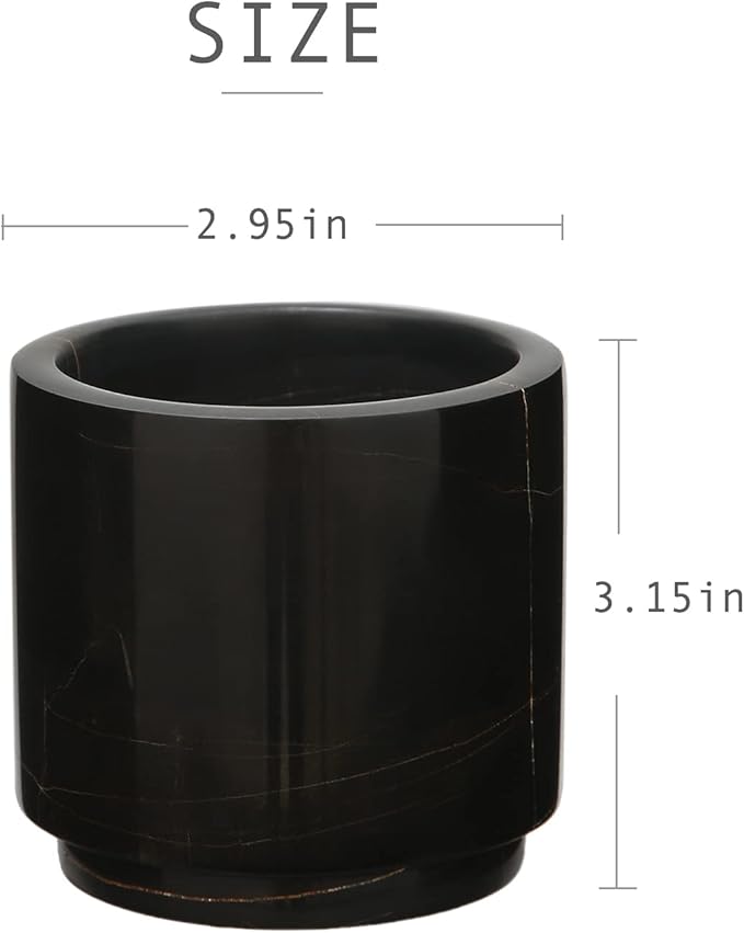 Natural Smooth Real Marble Toothbrush Holder for Bathroom & Countertops Organizer Makeup Brush Holder Black