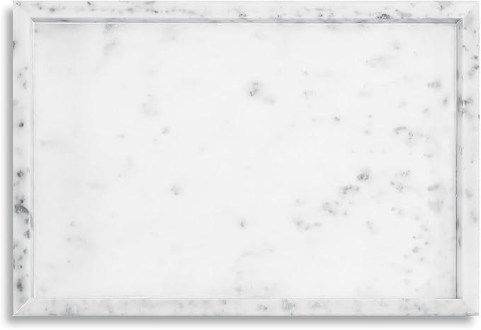 Yew & Tulip Natural Marble Vanity Tray, Nature White Marble with Spots Serving Tray for Bathroom, Kitchen, Vanity, Home Decor, Wedding etc. (12" x 8" x 1.2")
