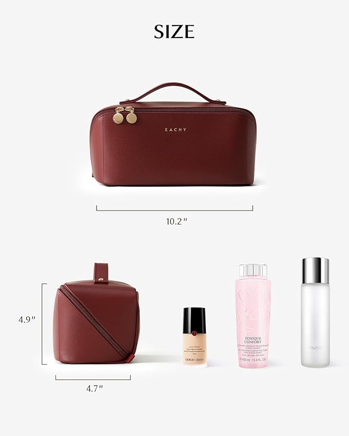 EACHY Travel Makeup Bag,Large Capacity Cosmetic Bags for Women,Waterproof Portable Pouch Open Flat Toiletry Bag Pattern Makeup Bag