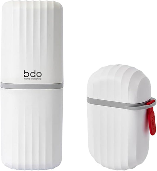 2Pcs Toothbrush Travel Case & Travel Soap Holder Dish Tray, Portable White Toothbrush Holders with Cover Leakproof Bar Soap Holder for Traveling School Camping Business Trip Bathroom