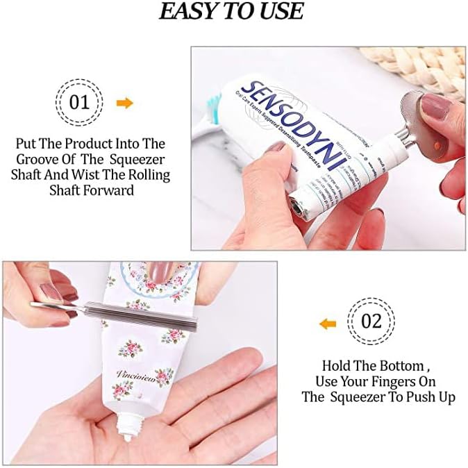 2Pcs Stainless Steel Toothpaste Squeezer, Metal Tube Squeezer Keys Tube Roller Dispenser Tube Wringer Key for Toothpaste Cosmetic Hair Dye Paint Squeezer Hand Cream
