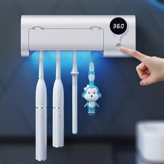 MIMORE Toothbrush Holder, 4 Toothbrush Slots & Timer Function, Cordless Wall Mounted Toothbrush Holders for Bathrooms