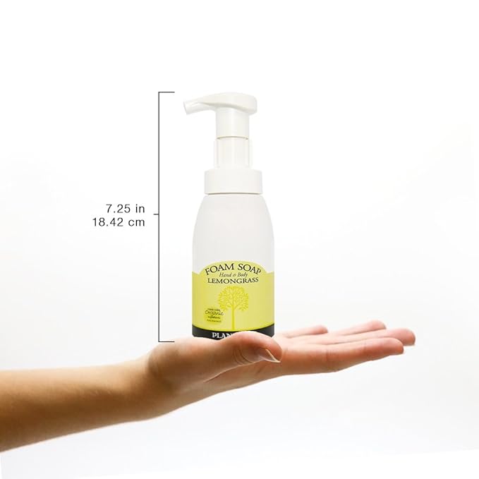 Plantlife Lemongrass Foam Soap - Gentle, Moisturizing, Plant-based Foam Soap for All Skin Types - For use as a Hand & Body wash, Shaving Cream, and Foaming Fun for Kids - Made in California 8.5 oz