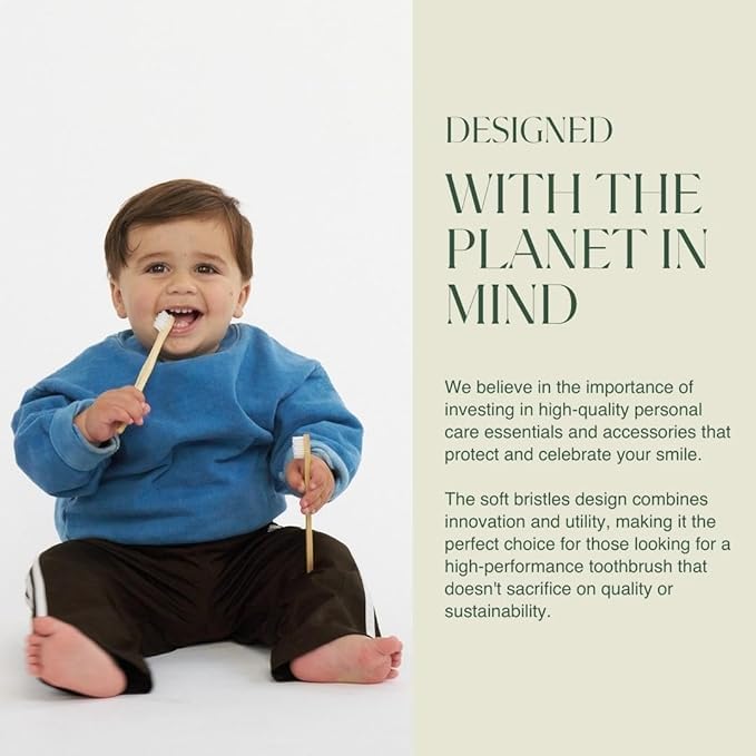Kids Biodegradable and Eco-Friendly Bamboo Toothbrush 12-Pack - BPA Free Soft Bristle - Dentist-Approved and All-Natural with "Cavity Crusher" Etched on Handles by Plus Ultra