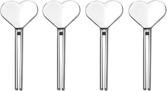 4Pcs Silver Metal Manual Toothpaste Squeezer Heart Stainless Steel Dispenser Tube Squeezer Hand Cream Tube Key Roller Set Bathroom Accessories Tube Squeezing Aids Bathroom Safety Daily Living Aids