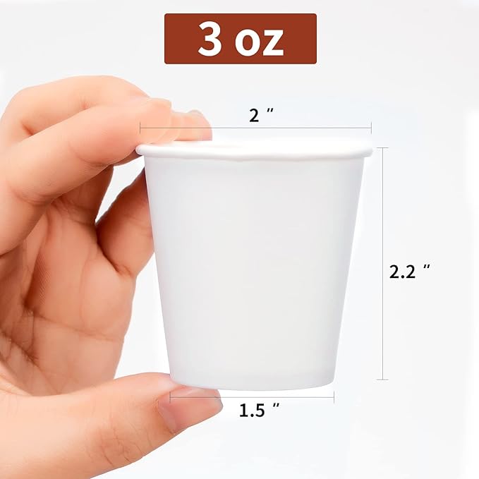 RACETOP [3 oz 500 pack] Disposable Paper Bathroom Cups, Small Coffee Cups, Mouthwash Cups, Bath Paper Cups Ideal for Bathroom, Mouthwash (3oz 500count) (500)
