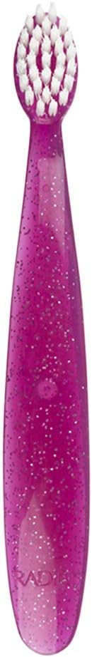 RADIUS Totz Toothbrush Extra Soft Brush BPA Free & ADA Accepted Designed for Delicate Teeth & Gums for Children 18 Months & Up - Pink Sparkle - Pack of 1
