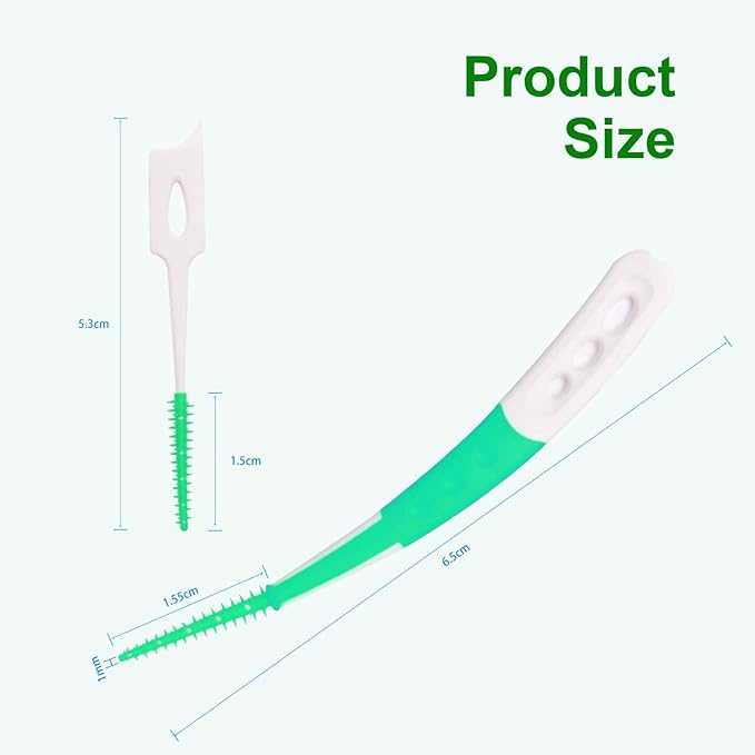 Dental Picks for Teeth Cleaning Health,300 Count Dual-Use Toothpicks,144 Count Angled Disposable Interdental Brushes, Green