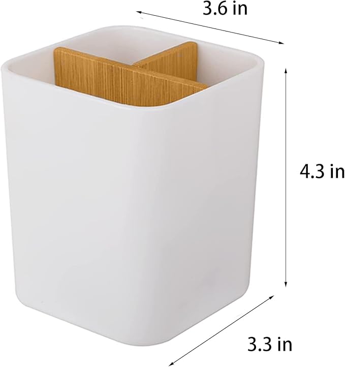 Toothbrush Holder for Bathrooms, 3 Slots Toothbrush and Toothpaste Holder Bathroom Counter Organizer for Electric Toothbrushes, Floss, Razors - White