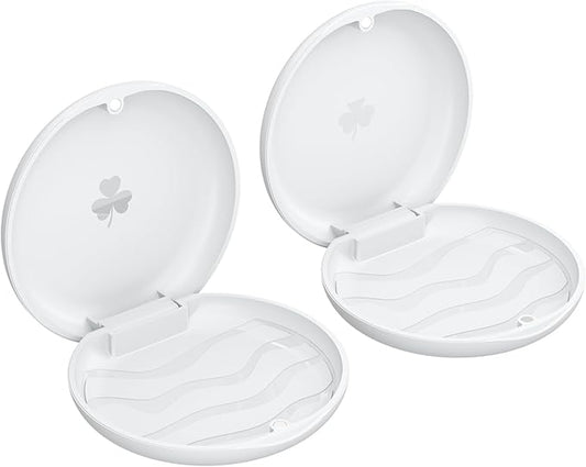 (2 Pack) Retainer Case,Solid Orthodontic Retainer Case-White