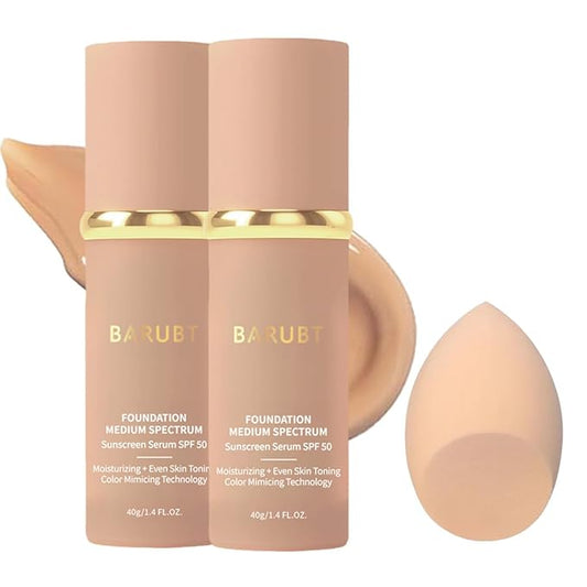 4 in 1 Color Changing Foundation with SPF 50 - Moisturizing Medium-Full Coverage Concealer, Medium Spectrum Foundation Cream, Long-Lasting Lightweight Makeup Liquid, Natural Look Cosmetics