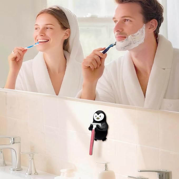 Cute Penguin Razor Holder Shower, Animals Bathroom Decor, Cute Gadgets Leg Razor Holder, Funny Bathroom Decor Accessories for Women Mom Sister Friend Wife Girlfriend, Penguin Gifts for Women