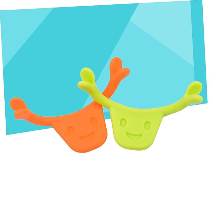 2pcs Silicone Smile Trainer for Facial Muscle Stretching and Lifting Natural Smile Maker Mouth Exerciser Edible Material Brace Green Orange