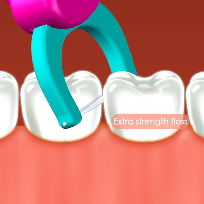 T.Smile Kids Evolutionary Clean Dental Flosser Kit, Child-Sized Handle & Refills, Fluoride Free, for Ages 3+, (Green Handle + 120 Biodegradable Refills)