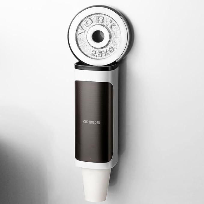 2 Pcs Cup Dispenser Wall Mounted, Bathroom Cup Dispenser Holder for 3oz-9.5oz Disposable Paper and Plastic Cups, Water Cooler Cup Dispenser with Adhesive Plate (Single White)