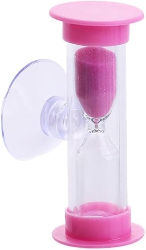 Pink 2 Minute Plastic Sand Timer Hourglass Sand Clock with Suction Cup Time Funnel Shower Timer Tooth Brushing Time Reminder Timers Thermometers and Timers, Decorations
