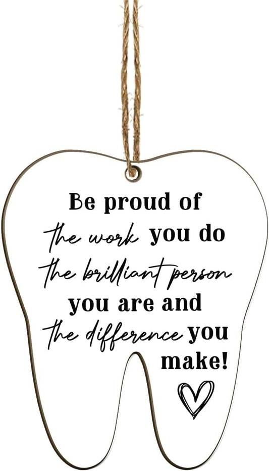 Dental Hygienist Christmas Ornament - 3" Wooden, Thank You Gifts for Women Men, Dental Week Gift for Dentist Assistant Oral Surgeon Orthodontics, Tooth Decoration for Office Center